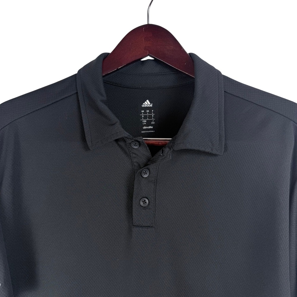 Adidas Polo Shirt Mens Large Black Climalite Short Sleeve Sporty Gorpcore 1863A